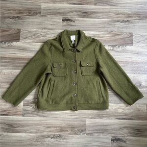 Joie Olive Green Wool Blend Boiled Wool Shacket Jacket Size XL